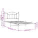 King Single Size Metal Bed Frame with Headboard White