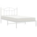 King Single Size Metal Bed Frame with Headboard White