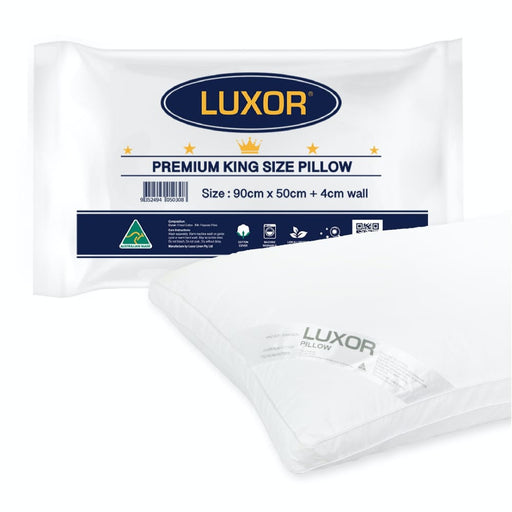 King Size Australian Made Hotel Pillow with 4cm Wall Pack