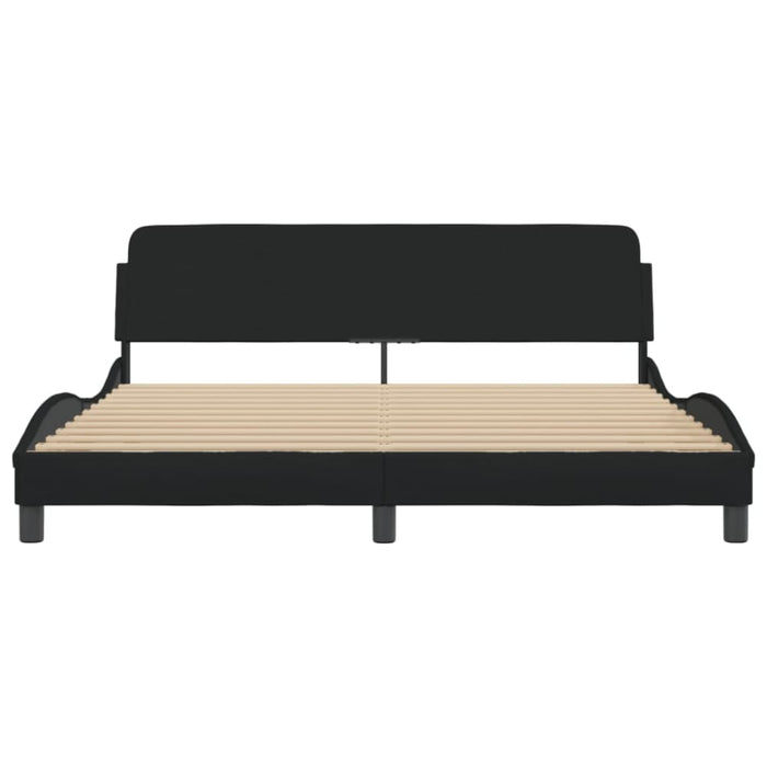 King Size Bed Frame With Headboard Black 183x203 Cm Fabric