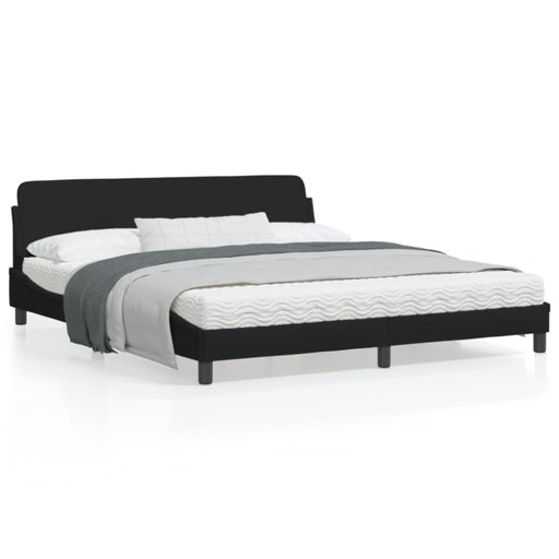 King Size Bed Frame With Headboard Black 183x203 Cm Fabric