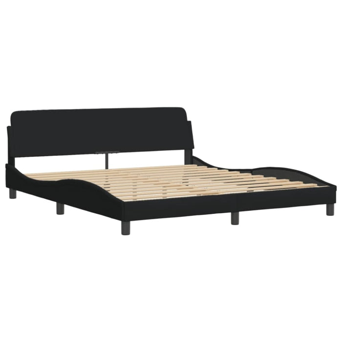 King Size Bed Frame With Headboard Black 183x203 Cm Fabric
