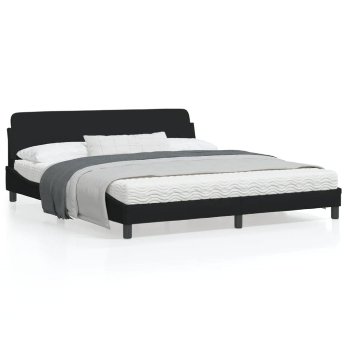 King Size Bed Frame With Headboard Black 183x203 Cm Fabric