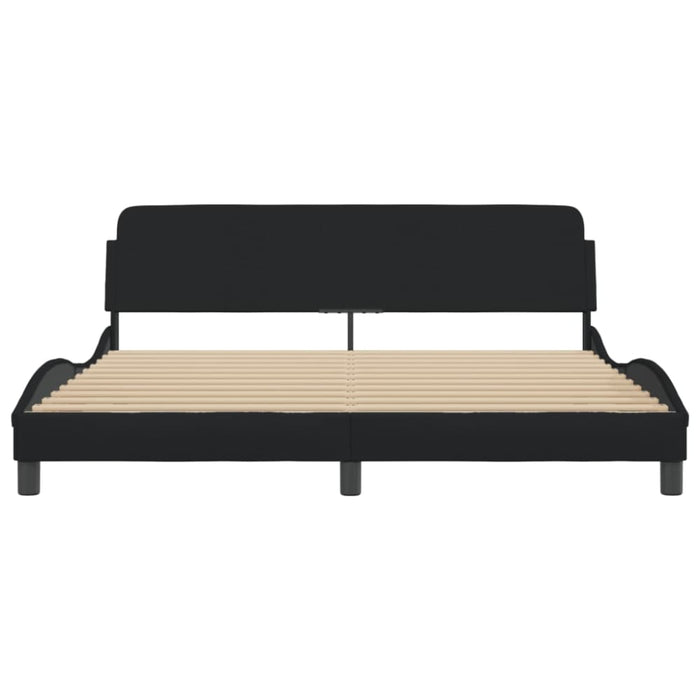 King Size Bed Frame With Headboard Black 183x203 Cm Fabric