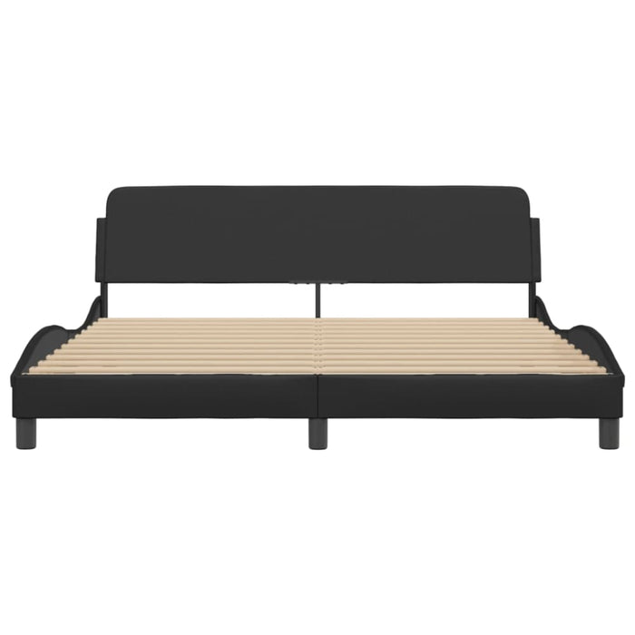 King Size Bed Frame With Headboard Black 183x203 Cm Faux