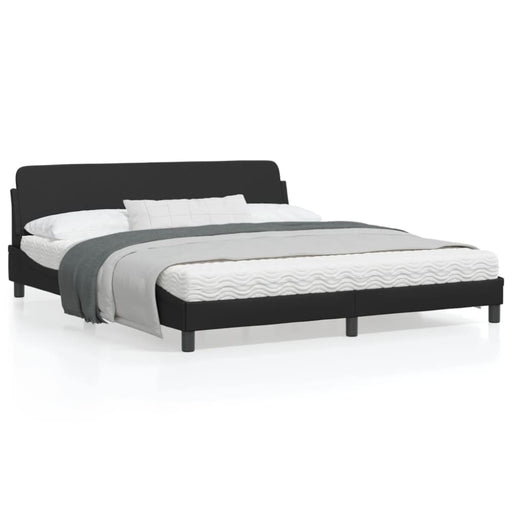 King Size Bed Frame With Headboard Black 183x203 Cm Faux