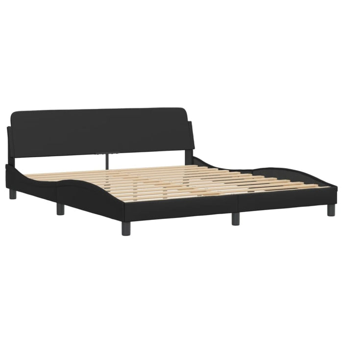 King Size Bed Frame With Headboard Black 183x203 Cm Faux