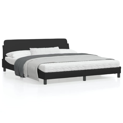 King Size Bed Frame With Headboard Black 183x203 Cm Faux