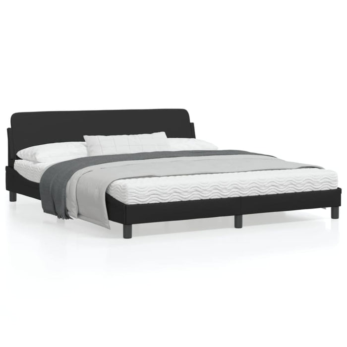 King Size Bed Frame With Headboard Black 183x203 Cm Faux