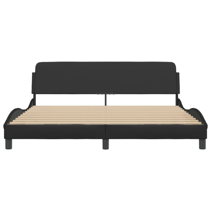 King Size Bed Frame With Headboard Black 183x203 Cm Faux