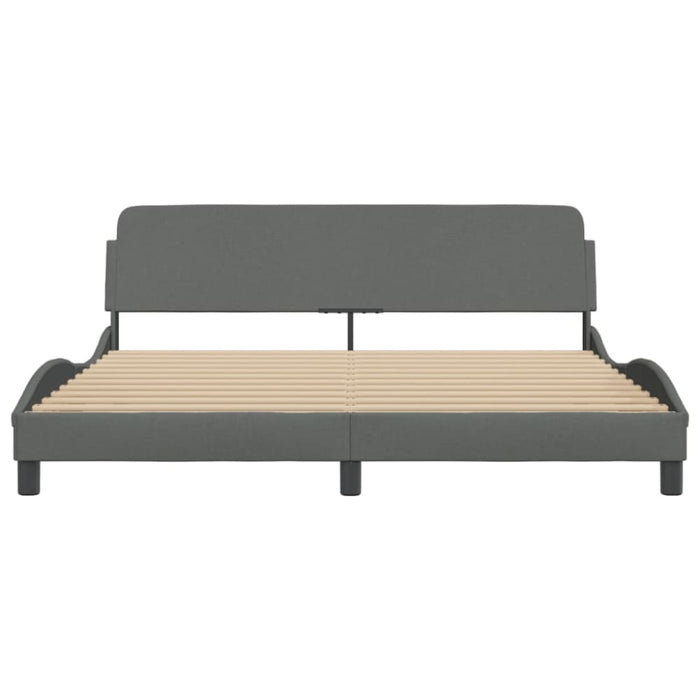 King Size Bed Frame With Headboard Dark Grey 183x203 Cm
