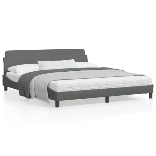 King Size Bed Frame With Headboard Dark Grey 183x203 Cm
