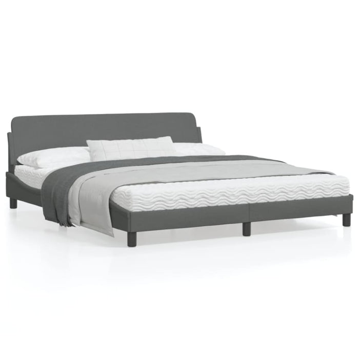 King Size Bed Frame With Headboard Dark Grey 183x203 Cm