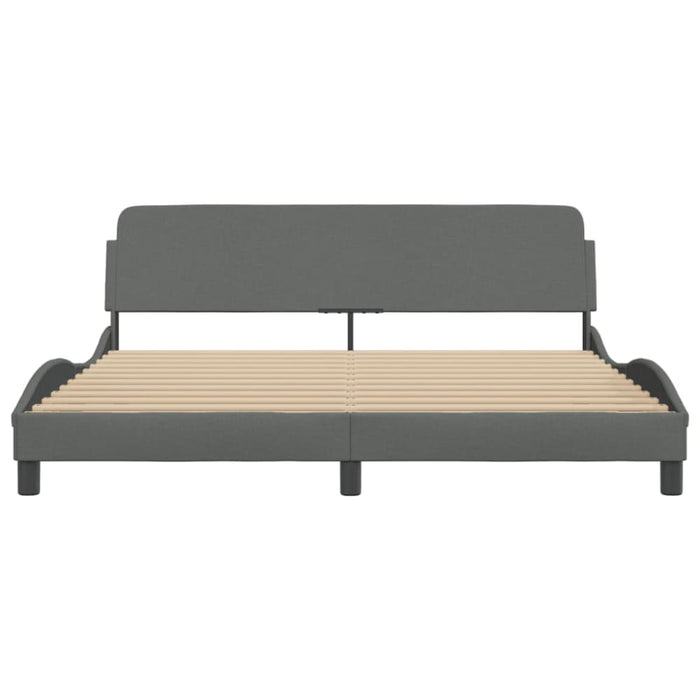King Size Bed Frame With Headboard Dark Grey 183x203 Cm
