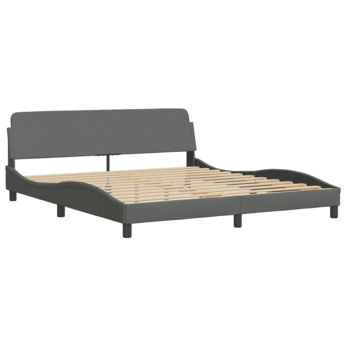 King Size Bed Frame With Headboard Dark Grey 183x203 Cm