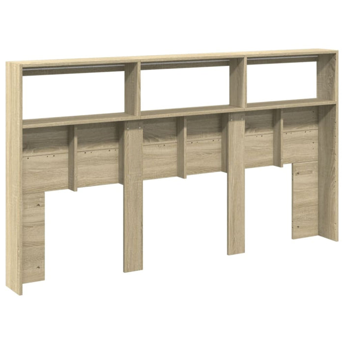 King Size Headboard Cabinet with Led Sonoma Oak 180x17x102