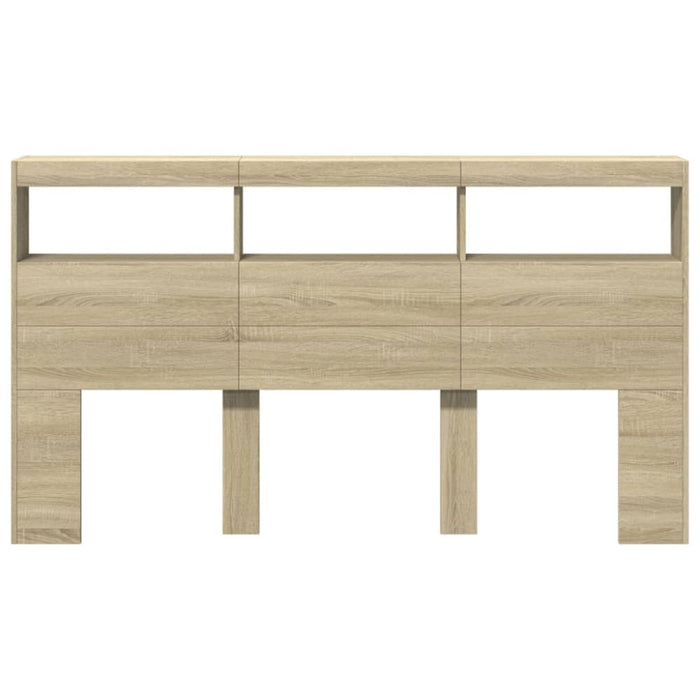 King Size Headboard Cabinet with Led Sonoma Oak 180x17x102