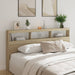 King Size Headboard Cabinet With Led Sonoma Oak 200x17x102