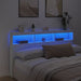 King Size Headboard Cabinet with Led White 180x17x102 Cm