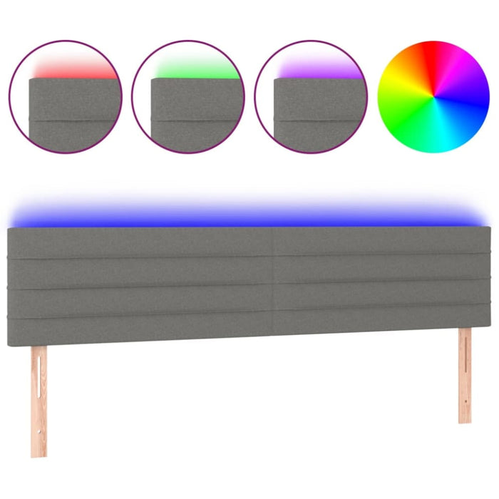 King Size Led Headboard Dark Grey 160x5x78/88 Cm Fabric