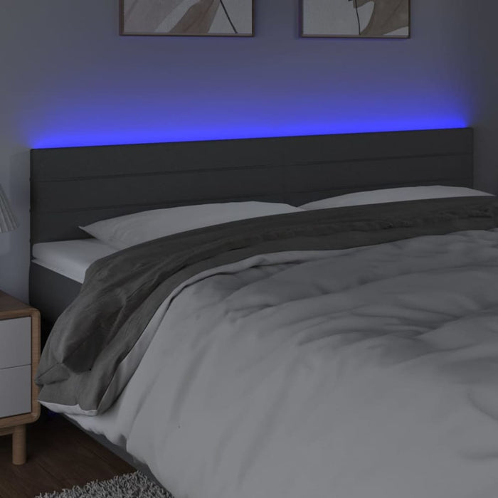 King Size Led Headboard Dark Grey 160x5x78/88 Cm Fabric