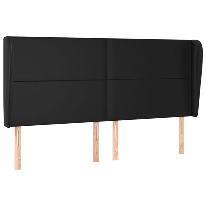 King Size Headboard With Ears Black 203x23x118/128 Cm Faux