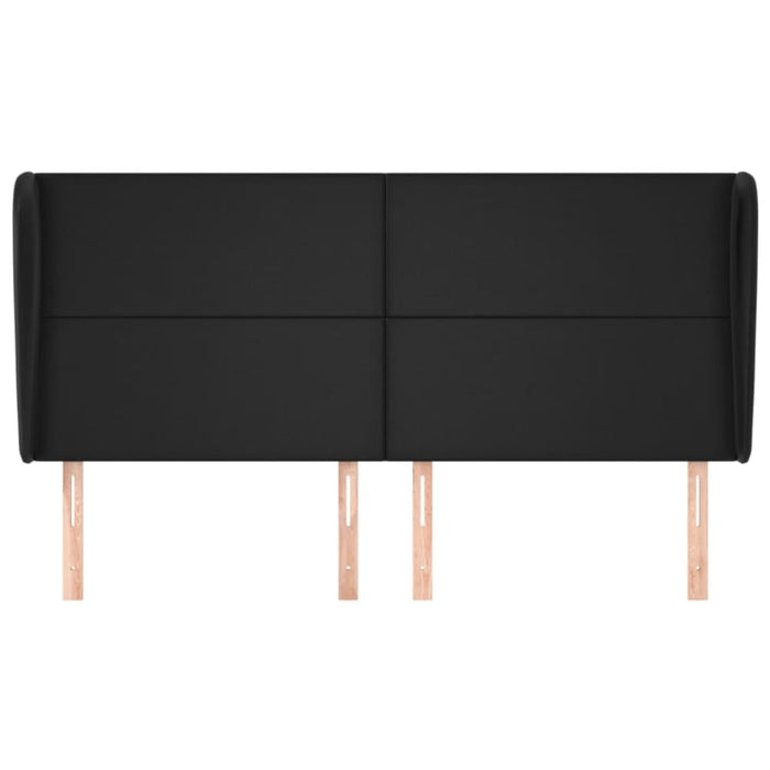 King Size Headboard With Ears Black 203x23x118/128 Cm Faux