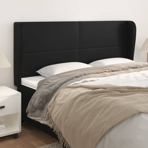 King Size Headboard With Ears Black 203x23x118/128 Cm Faux