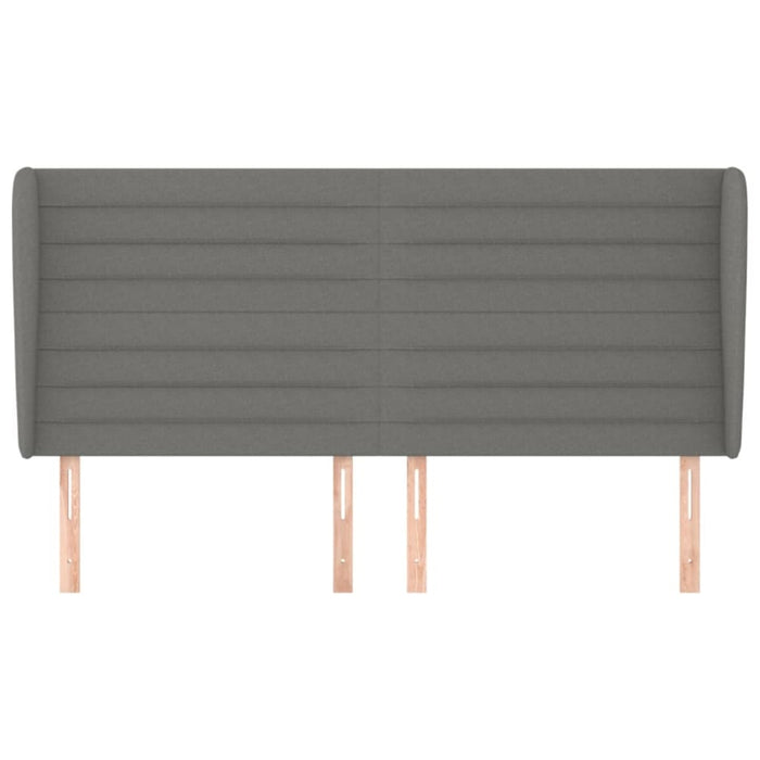 King Size Headboard With Ears Dark Grey 163x23x118/128 Cm