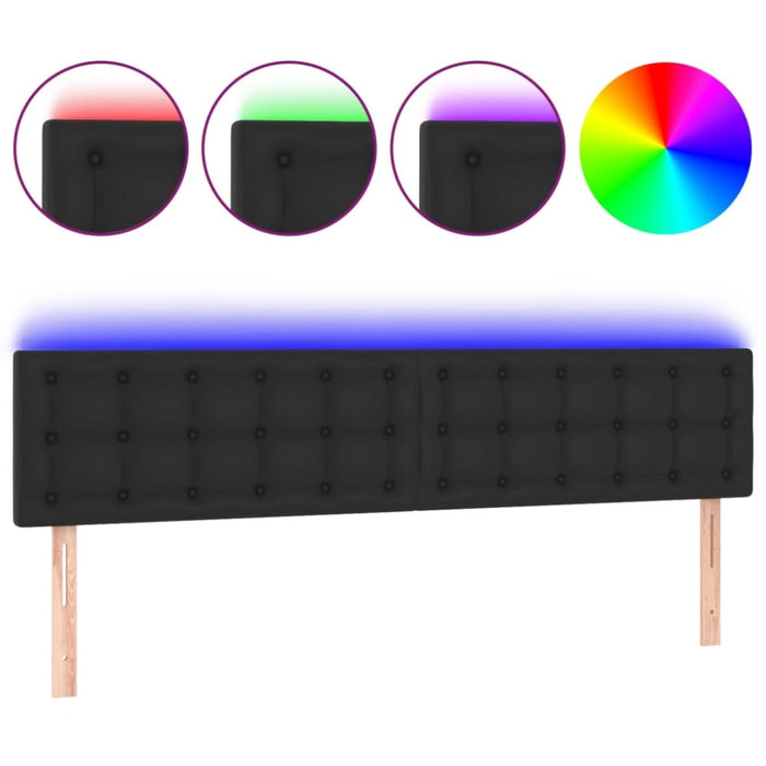 King Size Led Headboard Black 200x5x78/88 Cm Faux Leather