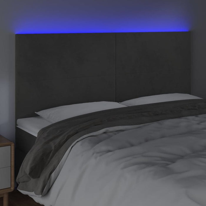 King Size Led Headboard Dark Grey 200x5x118/128 Cm Velvet