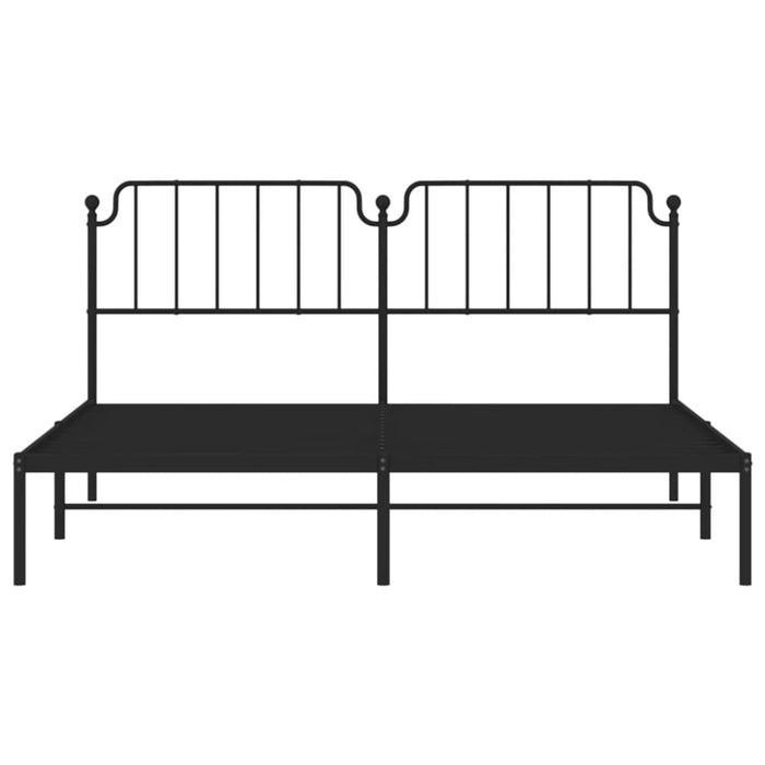 King Size Metal Bed Frame with Headboard Black 183x203 Cm