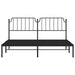 King Size Metal Bed Frame with Headboard Black 183x203 Cm