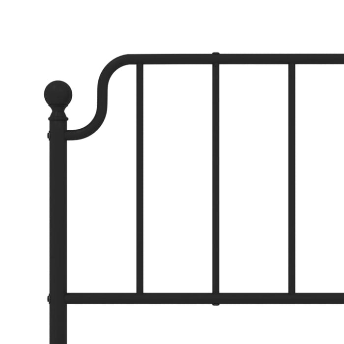 King Size Metal Bed Frame with Headboard Black 183x203 Cm