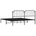 King Size Metal Bed Frame with Headboard Black 183x203 Cm