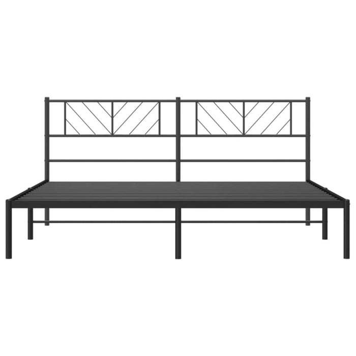 King Size Metal Bed Frame With Headboard Black 183x203 Cm