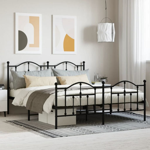 King Size Metal Bed Frame with Headboard and Footboard