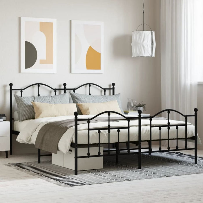 King Size Metal Bed Frame with Headboard and Footboard