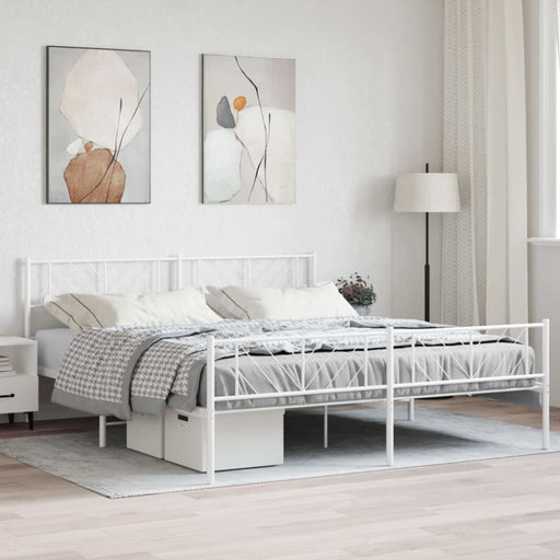 King Size Metal Bed Frame with Headboard and Footboard