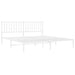 King Size Metal Bed Frame With Headboard White 183x203 Cm