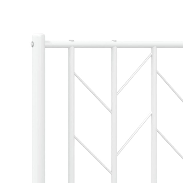 King Size Metal Bed Frame With Headboard White 183x203 Cm