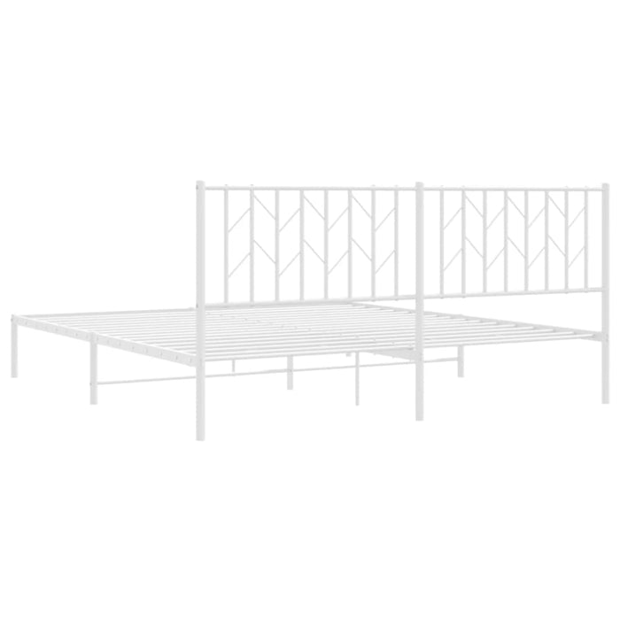 King Size Metal Bed Frame With Headboard White 183x203 Cm