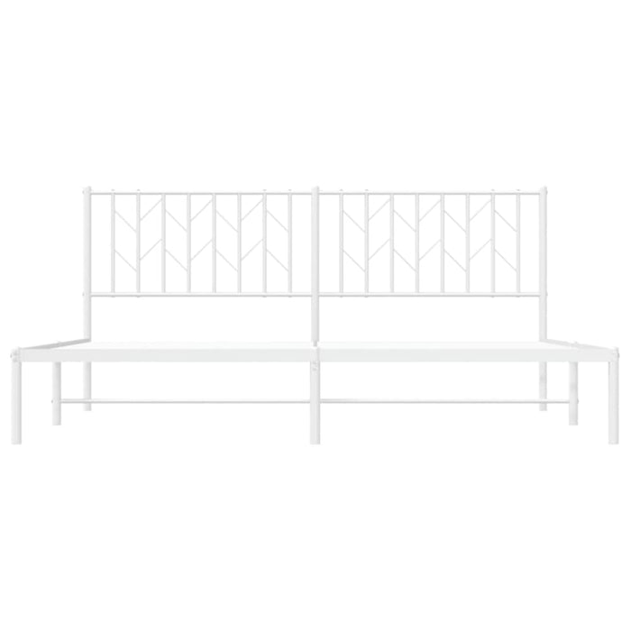 King Size Metal Bed Frame With Headboard White 183x203 Cm