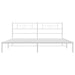King Size Metal Bed Frame with Headboard White 183x203 Cm
