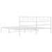 King Size Metal Bed Frame with Headboard White 183x203 Cm