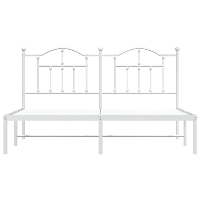 King Size Metal Bed Frame with Headboard White 183x203 Cm
