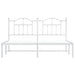 King Size Metal Bed Frame with Headboard White 183x203 Cm
