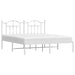 King Size Metal Bed Frame with Headboard White 183x203 Cm