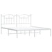 King Size Metal Bed Frame with Headboard White 183x203 Cm