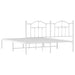 King Size Metal Bed Frame with Headboard White 183x203 Cm